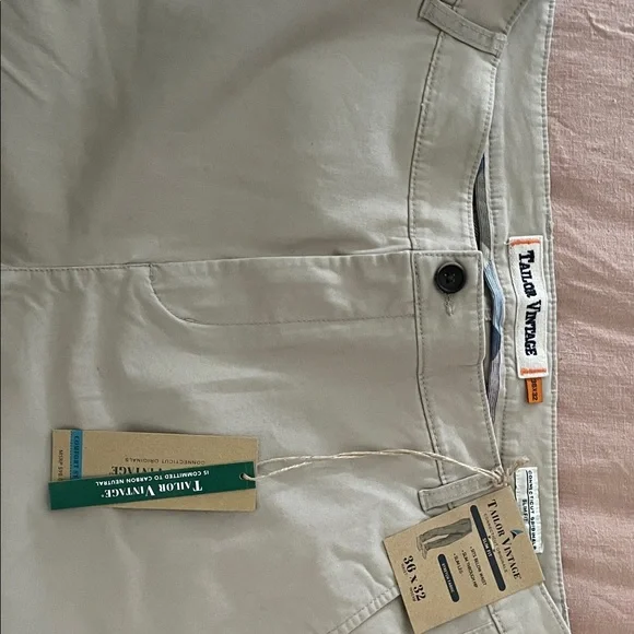 Tailor Vintage Khaki Straight Chino Pants - Neutral Beige - Picture 3 of 5